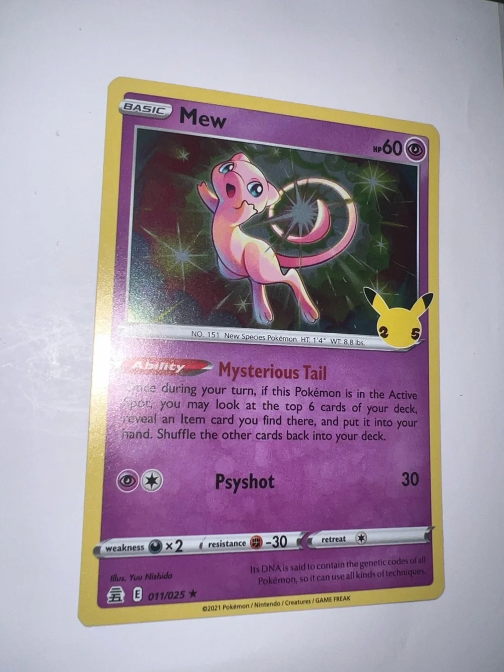 Pokemon Mew Trading Card - Pink and Yellow Border